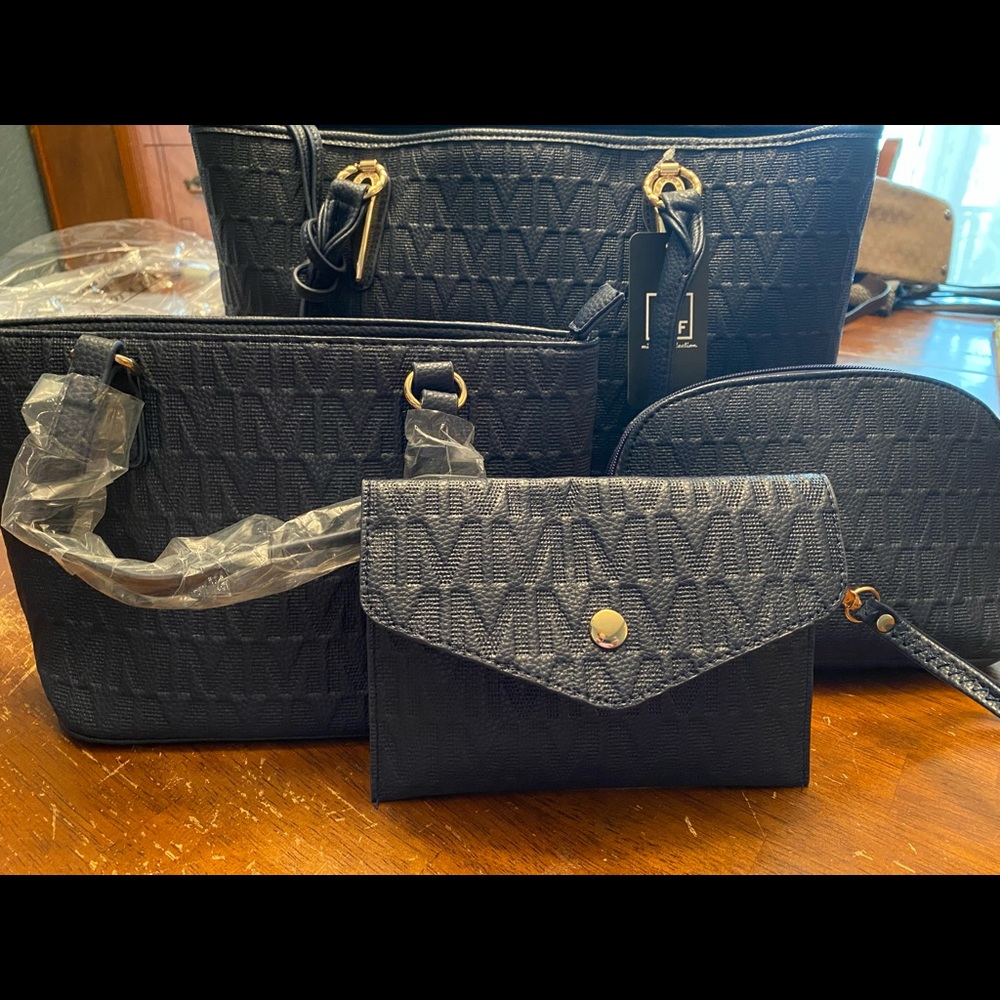 NWT MKF Navy Shoulder Bag Set